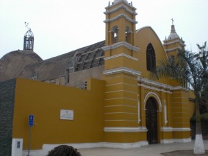 Little yellow Cathedral in Barranco, Peru