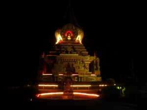 Buddhist Stupa Garden lit-up at Night