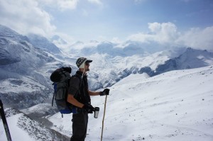 Dennis Kopp trekking at Thorung La, Annapurna Circuit, Nepal