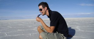 Dennis Kopp having Fun in the Salar de Uyui, Bolivia