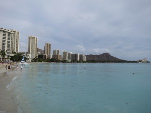 Hazy Sky over Waikiki Beach, Oahu, Hawaii