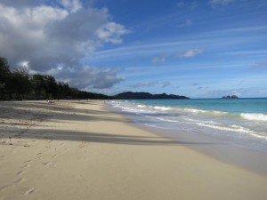 Long Shadows at Waimanalo Beach Park on Oahu, Hawaii