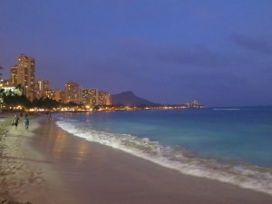 Last Sunset at Waikiki Beach, Oahu, Hawaii