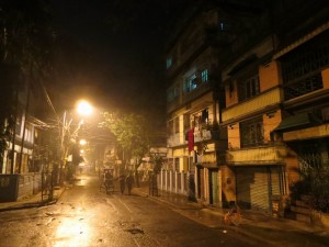 Residential Area at Night in Kolkata, India