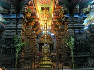 Interior of Meenakshi Temple in Madurai, India