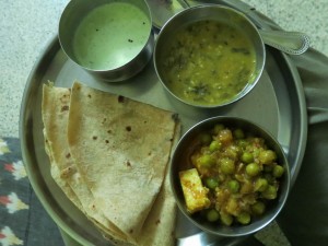 Home-made Lunch with Paneer Curry