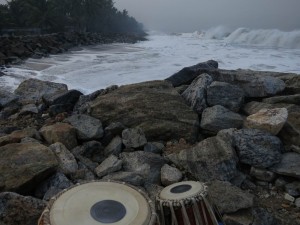 Tabla Practice at the Beach in Amritapuri