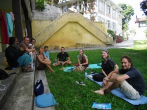 Discussing Buddhism in Kopan Garden