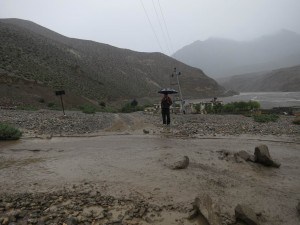 Fast Mud Slide cutting off the Road, Nepal