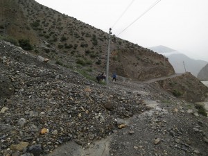 Landslides covering the Road in Mustang