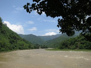 Bus stop while overlooking the River