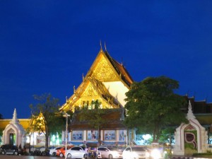 Wat Suthat lit-up at Night in Bangkok