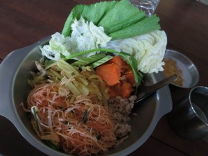 Vegetarian Curry and Greens at Wat Suan Mokkh