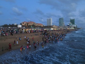 Sunset at Galle Face Green in Colombo, Sri Lanka