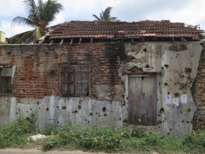 Bullet Holes in Buildings in Jaffna, Sri Lanka