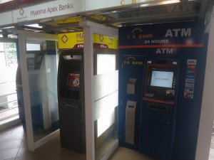 Modern ATMs everywhere in Yangon, Myanmar