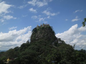 Mount Popa rising above the plateau in Myanmar