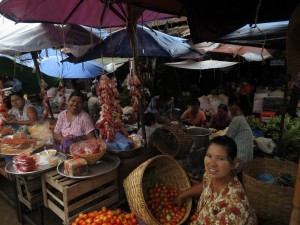 Friendly Locals on the Produce Market in Shwebo, Myanmar