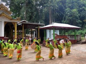 Women dancing at Nat shrine Sao Pu Pao Nai in Hsipaw, Myanmar