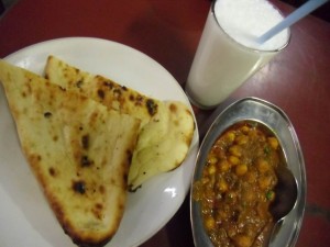 Chana Masala with Butter Naan and Lassi