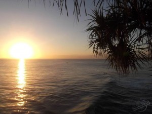 Sunset over the Ocean by Nusa Ceningan in Indonesia