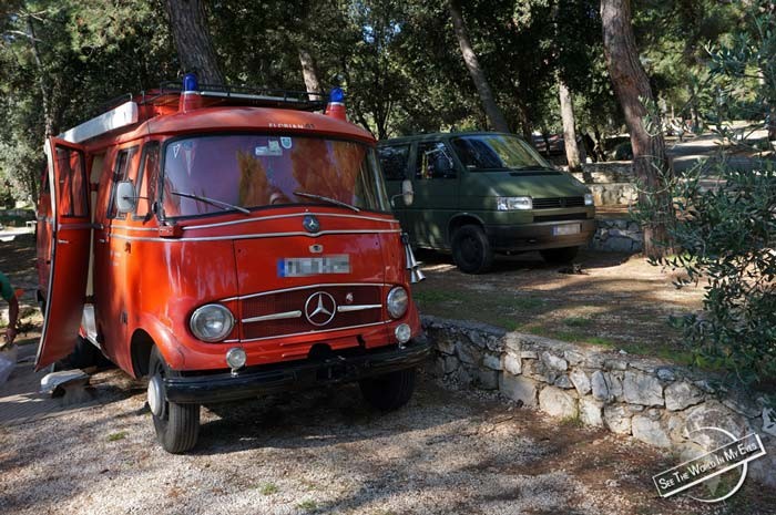 VW Army Van and 1965 Mercedes Fire Engine, turned into Campervans