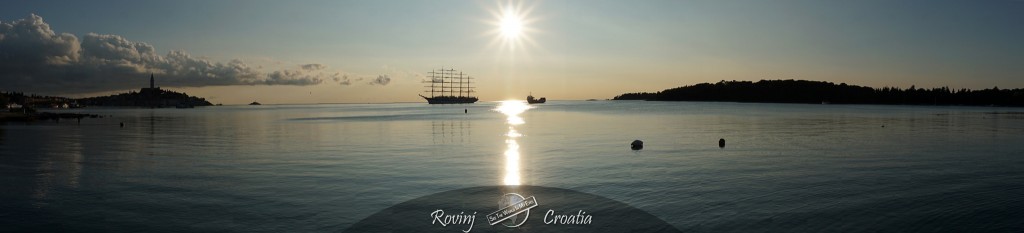 Sunset Panorama of the Adriatic Sea by Rovinj, Croatia