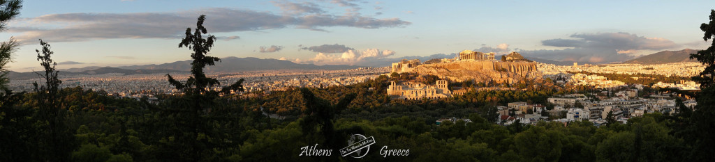 Evening Panorama of Athens and the Acropolis in Greece