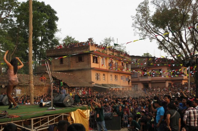 Nepali Shakira on Stage at the Village Concet in Manamaiju, Nepal