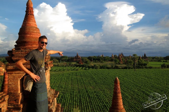 Dennis Kopp spotting Red Brick Temple Ruins in Bagan Myanmar