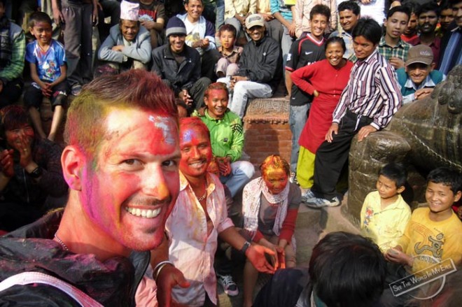 Dennis Kopp during Holi Festival in Kathmandu, Nepal