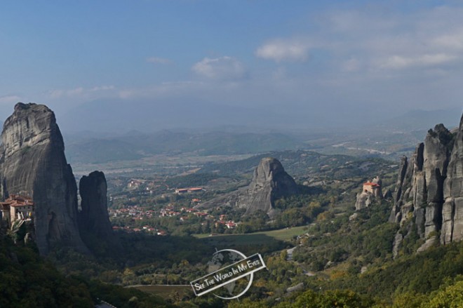 Panorama of the Rocky Landscape and Monasteries of Meteora in Greece